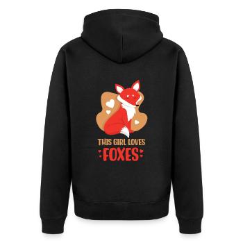 This girl loves foxes lover fox animal - Unisex Premium Organic Zip Hoodie - black - Back - Nico (187cm)