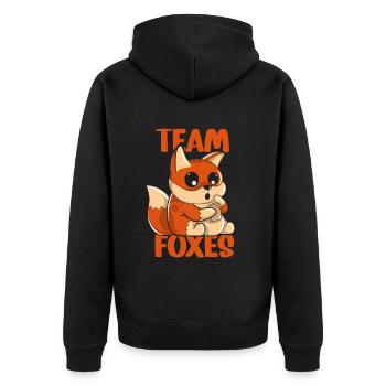 Team Foxes Sayings Fox Lover Animal - Unisex Premium Organic Zip Hoodie - black - Back - Nico (187cm)