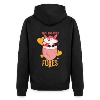 This girl loves foxes lover animal fox - Unisex Premium Organic Zip Hoodie - black - Back - Nico (187cm)