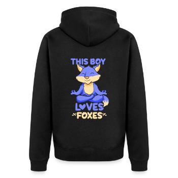 This boy loves foxes fox lover animal - Unisex Premium Organic Zip Hoodie - black - Back - Nico (187cm)