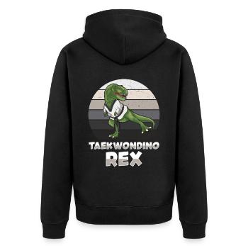 Taekwondino Rex Dinosaur Lover T-rex - Unisex Premium Organic Zip Hoodie - black - Back - Nico (187cm)