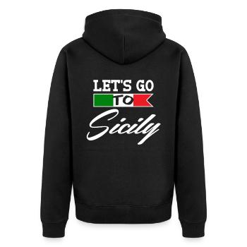 Sizilien Insel Italien Urlaub - Unisex Premium Bio Zip Hoodie - Schwarz - Hinten - Nico (187cm)