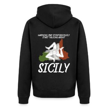 Sizilien Italien Italienische Flagge - Unisex Premium Bio Zip Hoodie - Schwarz - Hinten - Nico (187cm)
