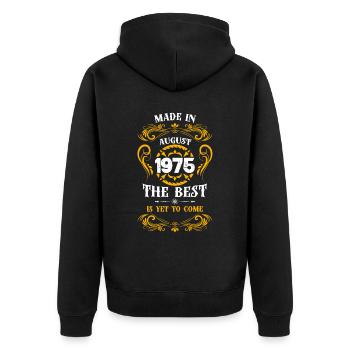 Fabriqué en août 1975 Le meilleur - Veste à capuche bio Premium Unisexe - noir - Dos - Nico (187cm)