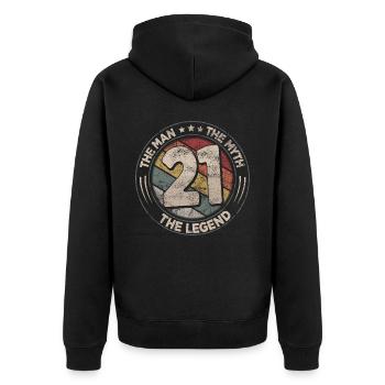 21 Birthday The Legend Retro 21 Year Old Men - Unisex Premium Organic Zip Hoodie - black - Back - Nico (187cm)