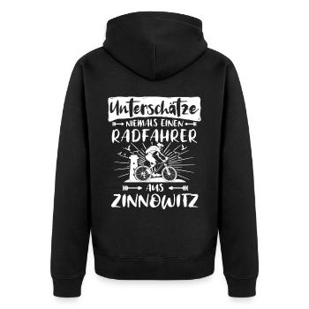 Zinnowitz Fahrrad Zinnowitzer Radfahrer - Unisex Premium Bio Zip Hoodie - Schwarz - Hinten - Nico (187cm)
