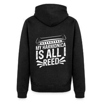 Französische Harfinisten und Harmonikaspieler - Unisex Premium Bio Zip Hoodie - Schwarz - Hinten - Nico (187cm)