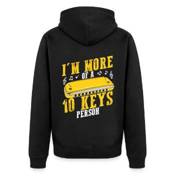 Harmonikaspieler für Munharmonika Spieler - Unisex Premium Bio Zip Hoodie - Schwarz - Hinten - Nico (187cm)