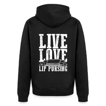 Französische Harfinisten und Harmonikaspieler - Unisex Premium Bio Zip Hoodie - Schwarz - Hinten - Nico (187cm)