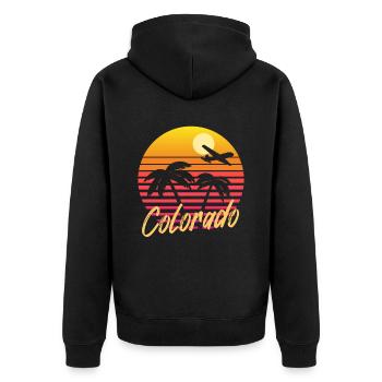 colorado - Unisex Premium Bio Zip Hoodie - Schwarz - Hinten - Nico (187cm)