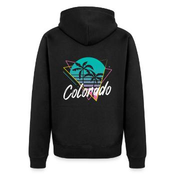 colorado - Unisex Premium Bio Zip Hoodie - Schwarz - Hinten - Nico (187cm)