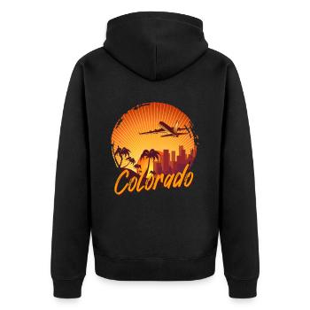 colorado - Unisex Premium Bio Zip Hoodie - Schwarz - Hinten - Nico (187cm)