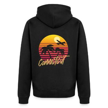 connecticut - Unisex Premium Bio Zip Hoodie - Schwarz - Hinten - Nico (187cm)