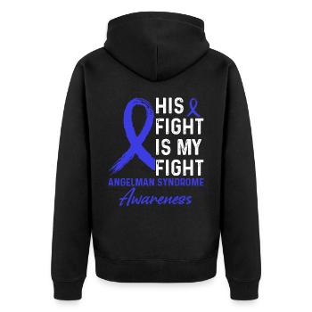 His Fight Against Angelman Syndrome Awareness - Unisex Premium Organic Zip Hoodie - black - Back - Nico (187cm)