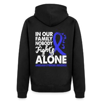 No one fights alone Angelman syndrome consciousness - Unisex Premium Organic Zip Hoodie - black - Back - Nico (187cm)
