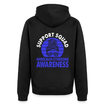 Support Squad Angelman Syndrome Awareness Month - Unisex Premium Organic Zip Hoodie - black - Back - Nico (187cm)