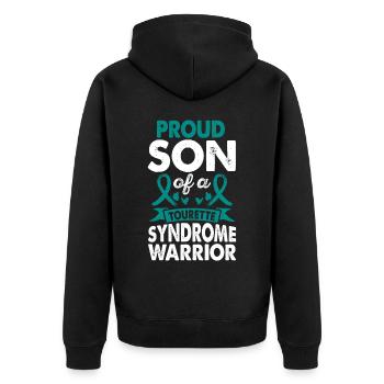 Sohn Des Tourette-syndroms Warrior Awareness Month - Unisex Premium Bio Zip Hoodie - Schwarz - Hinten - Nico (187cm)
