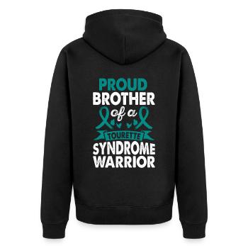 Frère de la conscience guerrière du syndrome de Gilles de la Tourette, - Veste à capuche bio Premium Unisexe - noir - Dos - Nico (187cm)