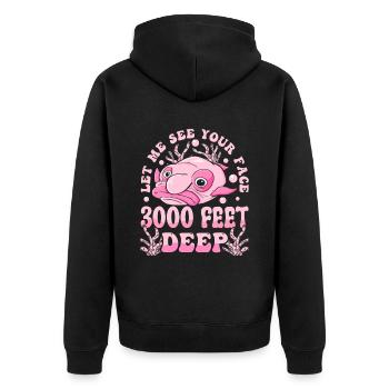 Costume de Blobfish - Visage de poisson Blob laid - - Veste à capuche bio Premium Unisexe - noir - Dos - Nico (187cm)