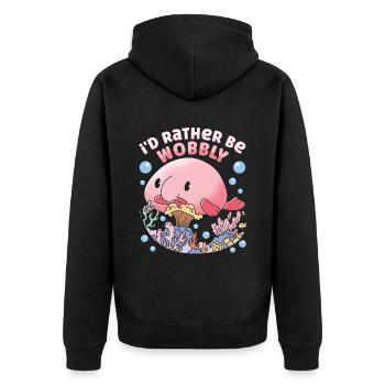 Costume de Blobfish - Visage de poisson Blob laid - - Veste à capuche bio Premium Unisexe - noir - Dos - Nico (187cm)