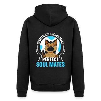 Deutsche Schäferhunde Perfekte Seelenverwandte Süß - Unisex Premium Bio Zip Hoodie - Schwarz - Hinten - Nico (187cm)