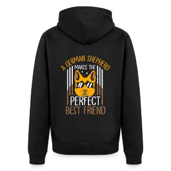 German Shepherd is perfect best friend - Unisex Premium Organic Zip Hoodie - black - Back - Nico (187cm)