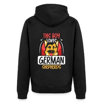 Ce garçon aime le berger allemand chien mignon - Veste à capuche bio Premium Unisexe - noir - Dos - Nico (187cm)