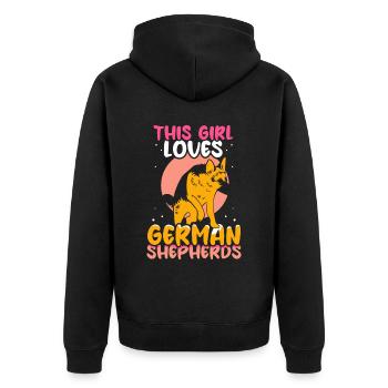 This girl loves German Shepherd dog - Unisex Premium Organic Zip Hoodie - black - Back - Nico (187cm)