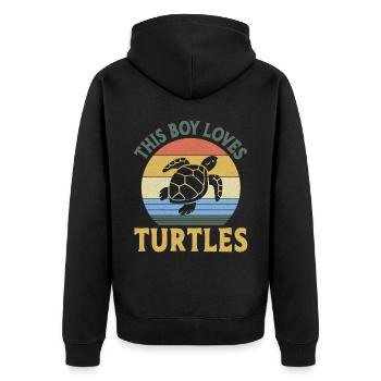 Sea Turtle Tortoise Retro Vintage - Veste à capuche bio Premium Unisexe - noir - Dos - Nico (187cm)