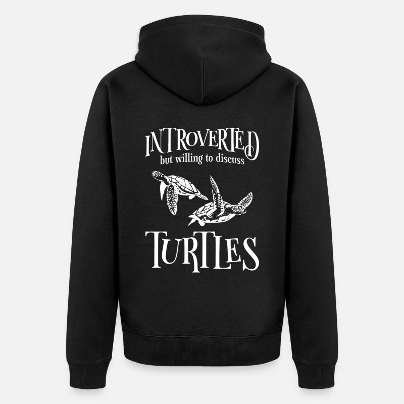 Sea Turtle Tortoise Introverted - Unisex Premium Bio Zip Hoodie - Schwarz