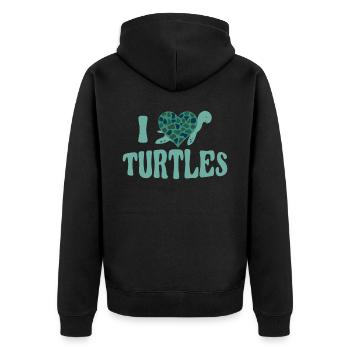 Sea Turtle Tortoise Heart I Love - Unisex Premium Bio Zip Hoodie - Schwarz - Hinten - Nico (187cm)