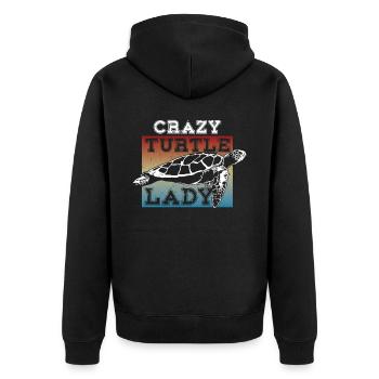 Sea Turtle Tortoise Crazy Turtle - Unisex Premium Bio Zip Hoodie - Schwarz - Hinten - Nico (187cm)
