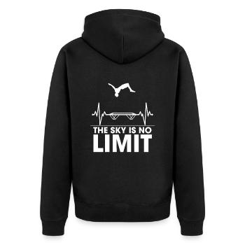 The Sky is No Limit Trampolin Trampolinturner - Unisex Premium Bio Zip Hoodie - Schwarz - Hinten - Nico (187cm)