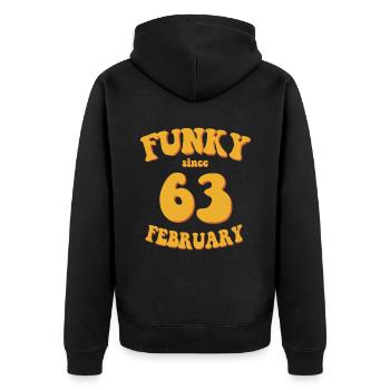 Funky Birthday: February 1963 - Flower Power - Unisex Premium Organic Zip Hoodie - black - Back - Nico (187cm)