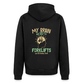 My Brain is 95% Forklifts Forklift Driver - Unisex Premium Organic Zip Hoodie - black - Back - Nico (187cm)