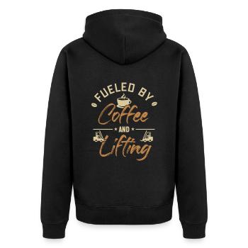 Fueled by Coffee and Lifting All-terrain forklift - Unisex Premium Organic Zip Hoodie - black - Back - Nico (187cm)