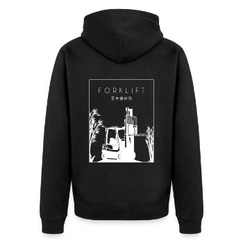 Forklift Chinese Hanzi Telehandler Forklift - Unisex Premium Organic Zip Hoodie - black - Back - Nico (187cm)