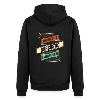 Schwarzer Humor - Unisex Premium Bio Zip Hoodie - Schwarz - Hinten - Nico (187cm)