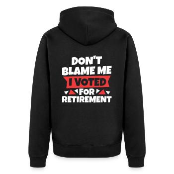 Pension de retraité drôle - Veste à capuche bio Premium Unisexe - noir - Dos - Nico (187cm)