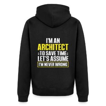 Architect's Gift, Architecture Lover - Unisex Premium Organic Zip Hoodie - black - Back - Nico (187cm)