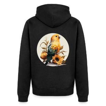 Mignon tournesol inséparable floral oiseau de compagnie observation des oiseaux - Veste à capuche bio Premium Unisexe - noir - Dos - Nico (187cm)