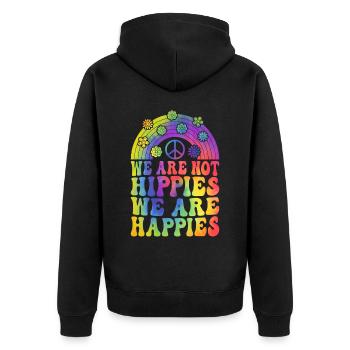 Frieden Freundlichkeit - Unisex Premium Bio Zip Hoodie - Schwarz - Hinten - Nico (187cm)