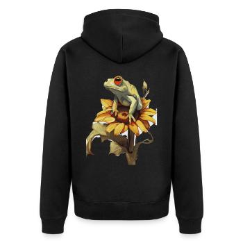 Mignon Tournesol Yeux Rouges Rainette Floral Grenouille Amour - Veste à capuche bio Premium Unisexe - noir - Dos - Nico (187cm)