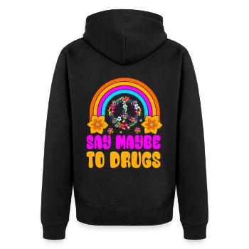 Funny hippie - Unisex Premium Organic Zip Hoodie - black - Back - Nico (187cm)