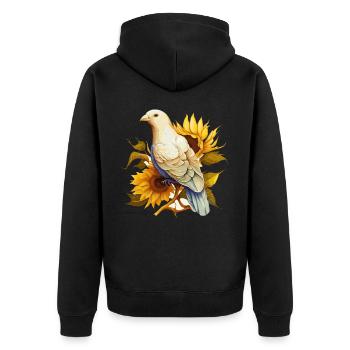 Colombe Blanche Tournesol Oiseau De Paix Paisible - Veste à capuche bio Premium Unisexe - noir - Dos - Nico (187cm)