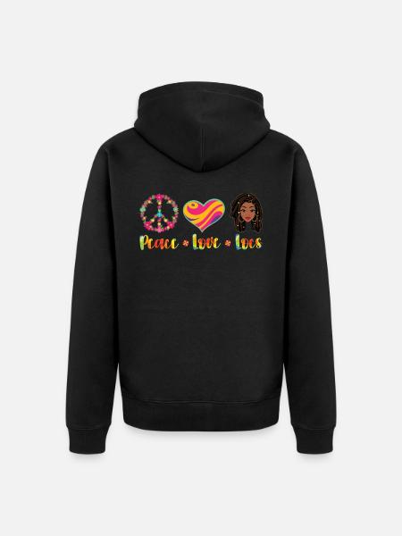 Hippie Dreadlocks Rasta - Unisex Premium Organic Zip Hoodie - black