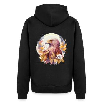 Watercolor Sunflower Eagle Floral Bird Of Prey - Unisex Premium Bio Zip Hoodie - Schwarz - Hinten - Nico (187cm)