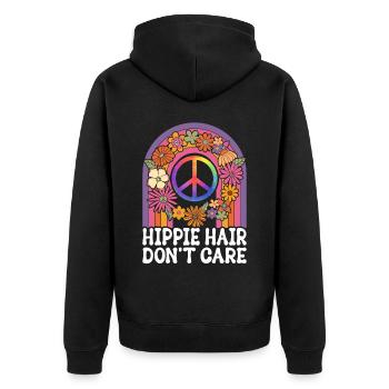 Dreadlocks Rasta Funny Hippie - Unisex Premium Organic Zip Hoodie - black - Back - Nico (187cm)