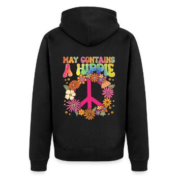 Drôle Hippie Peace Kindness Groovy - Veste à capuche bio Premium Unisexe - noir - Dos - Nico (187cm)