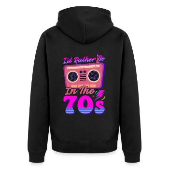 Lustige Hippie Vaporwave Retro - Unisex Premium Bio Zip Hoodie - Schwarz - Hinten - Nico (187cm)